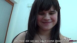 czech brunette babe in extreme casting session