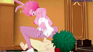 mina ashido and momo yaoyorozu bunny girl intense sex with izuku midoriya.