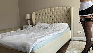 Fucked Hard by Hotel Maid in Stockings with Anal Plug!