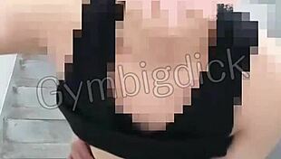 Gymbigdick fucks gay femboy boyfriend bareback outdoors in lingerie