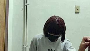 asian ladyboy public cumshot on staircase in china