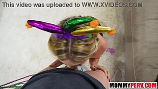 Mardi gras celebration with stepmom at the parade