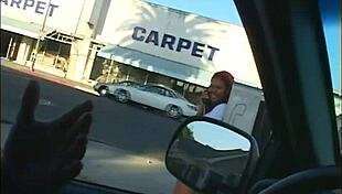 Ebony Whore Rides At Bus Stop