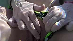 FLASHING Pussy In Public Pool, Boy Helps MASTURBATE!