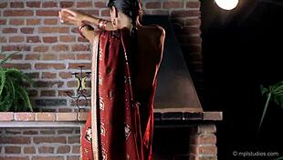 A gorgeous skinny indian teen performs an erotic dance before finger-fucking.