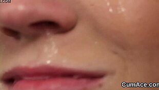 Wicked honey swallows cum facial jizz