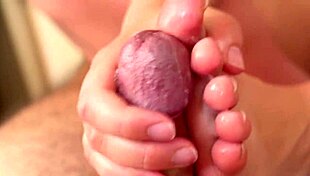 Young Babe's Intense Footjob Closeup