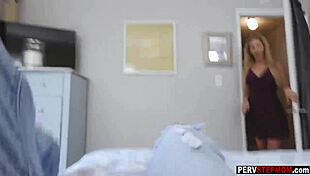 blonde milf stepmom catches horny stepson masturbating