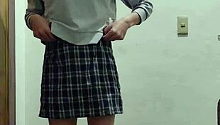 asian ladyboy public cumshot on staircase in china