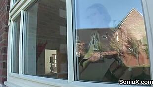 Unfaithful British milf Sonia flaunts huge wet breasts