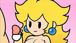 paper peach gets handjob in this fun animation by peachypop34