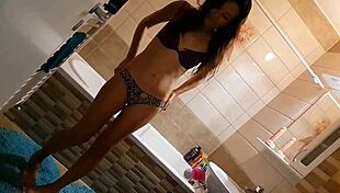 voyeur catches my shower with close-up natural tits