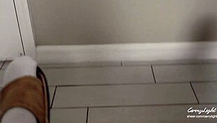 step mom catches step son jerking off with her panties, helps him cum quick