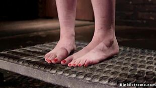 petite slave clit teased in tight bondage