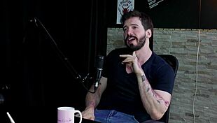 ARTHUR AILY in SHEER RED overcomes FEAR, records GAY PORN with BLONDE TEEN