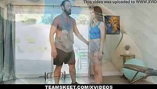 petite teen 18+ lily glee experiences first standing fuck with blowjob and tits