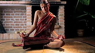 A gorgeous skinny indian teen performs an erotic dance before finger-fucking.