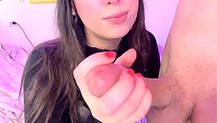 The brunette babe shares a monster cock with her partner.