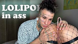 i PLAY with a CANDY in her ASS, then ASS TO MOUTH action with the brunette