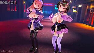 two girls grooving to the beat in 3d 😎