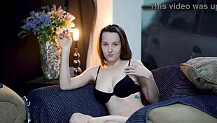 Watch this sexy brunette smoking in black lingerie?