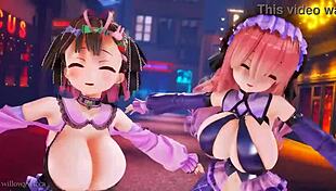 two girls grooving to the beat in 3d 😎