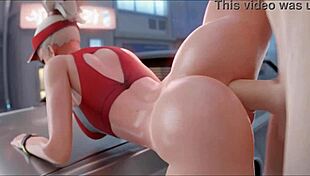 Lifeguard mercy experiences anal fucking with legs split in public outdoor setting.