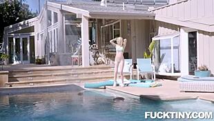 Blonde teen Lola Fae bent over for doggystyle cumshot!