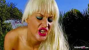 Fit step mom Stacy in leggings gets fucked by son's friend in public.