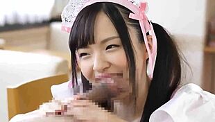 Hey, can you handle this Japanese maid’s steamy blowjob skills?