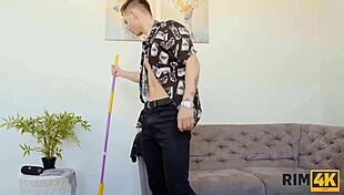 Rim4k Russian Girl in Red Stockings Joins Threesome Fun!