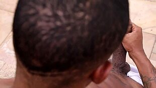 Guy Cums On Balcony With Big Black Cock