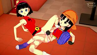 videl is teaching pan some sexy fantasy moves in dragon ball