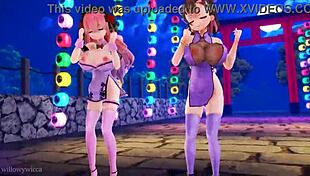 two girls grooving to the beat in 3d 😎