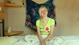 Anna mai engages in natural masturbation to orgasm.