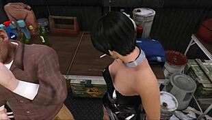 Cristina Feels Intense Pleasure As Two Mechanics Fuck Her Deep In The Workshop