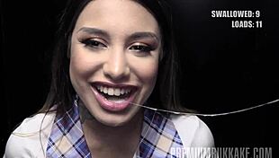 premium bukkake where roxy lips swallows huge cum loads