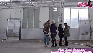 German Public Foursome - Couple Meets Group in Lost Place