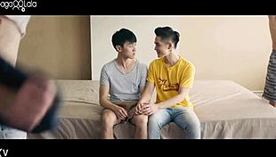 Wild Asian gay orgy featuring twinks and hunks 😏