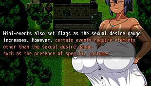 Tanned girl Natsuki in hentai game, pervy carpenter massages massive boobs