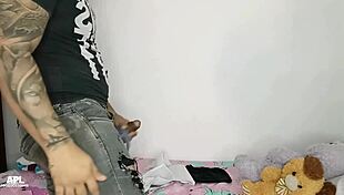 After showering, I find my stepsister's stepson masturbating with my underwear in my room, and things escalate unexpectedly