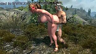 She bends over for doggystyle outdoors