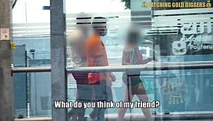 Meeting two hot ass babes at bus stop ends in incredible foursome back home