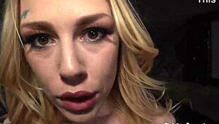 Horny blonde flasher begs, 'Bend me over for doggystyle creampie in tunnel'