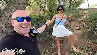 sheila ortega gives a pov blowjob outdoors, then wild cowgirl sex in the forest.