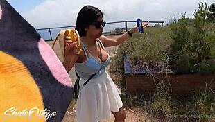 sheila ortega gives a pov blowjob outdoors, then wild cowgirl sex in the forest.