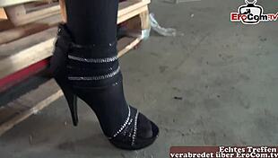 German amateur MILF in nylons gets anal POV