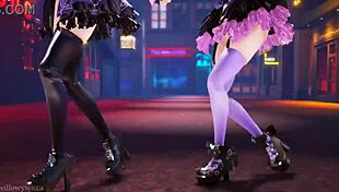 two girls grooving to the beat in 3d 😎