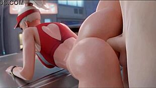 Lifeguard mercy experiences anal fucking with legs split in public outdoor setting.