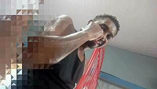 Two young guys from gym fuck unknown woman hard, cumming inside